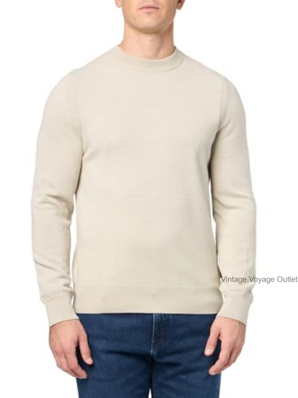 BOSS Men's Microstitch Cotton Blend Pullover Sweater Long Sleeve Crew Neck
